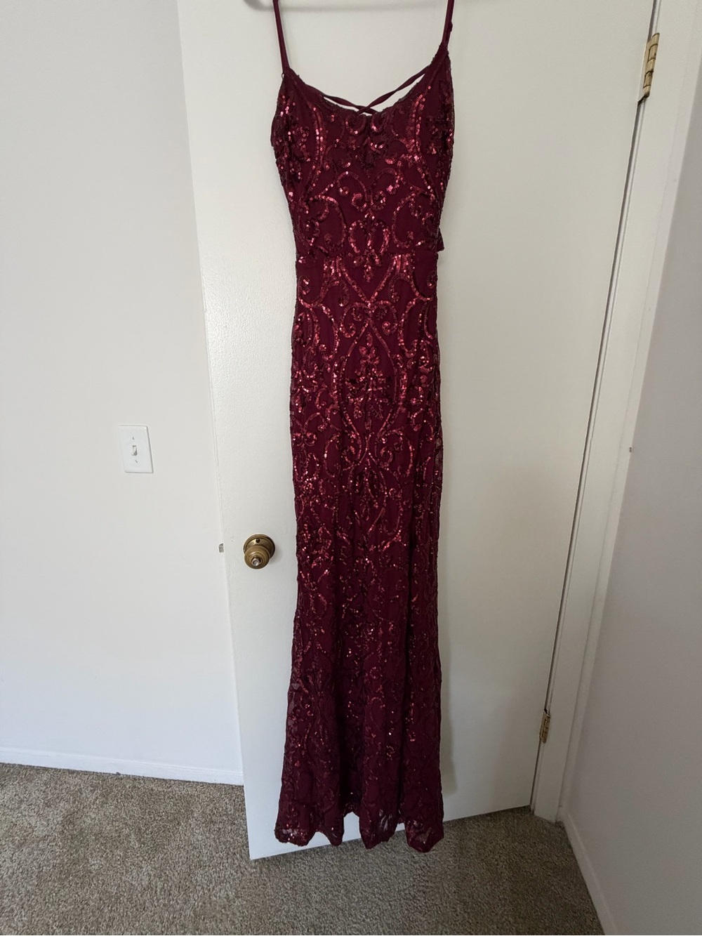 Windsor Burgundy Sequin Maxi Slip Dress
